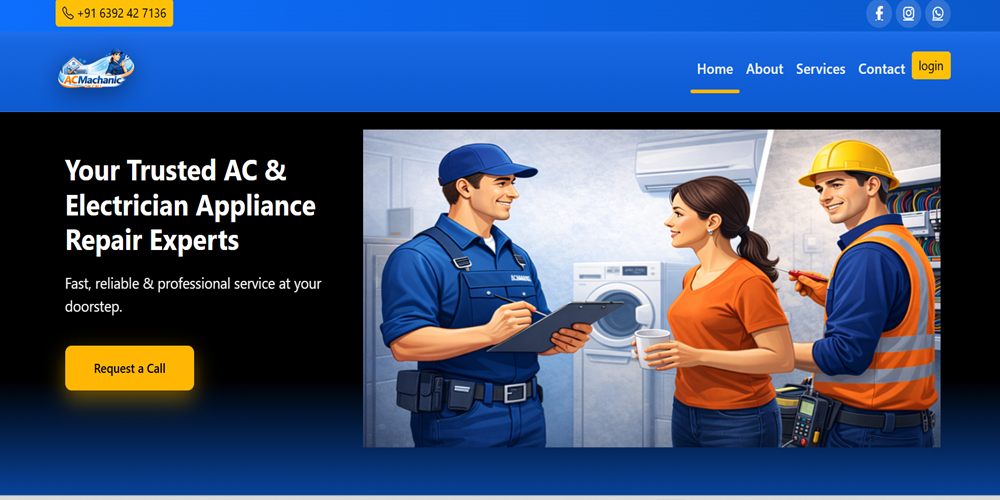 ACMachanic On Call  AC & Appliance Repair Service Website